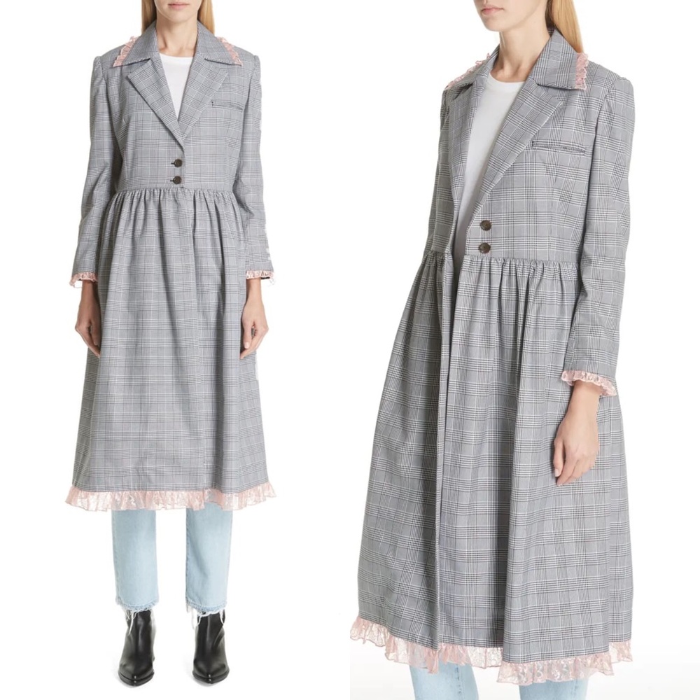 Sandy Liang Chelle Plaid Coat,  Sz 8